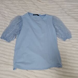 Elegant Blue Puff Sleeve Top
